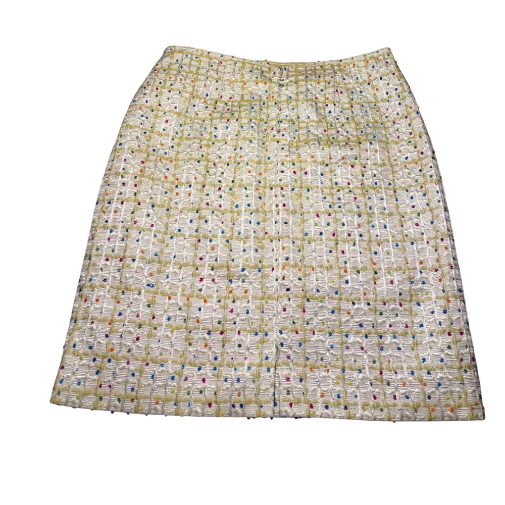 Cynthia Steffe Confetti Polka Dot Textured Pencil Skirt Cream Multi Color Sz 6